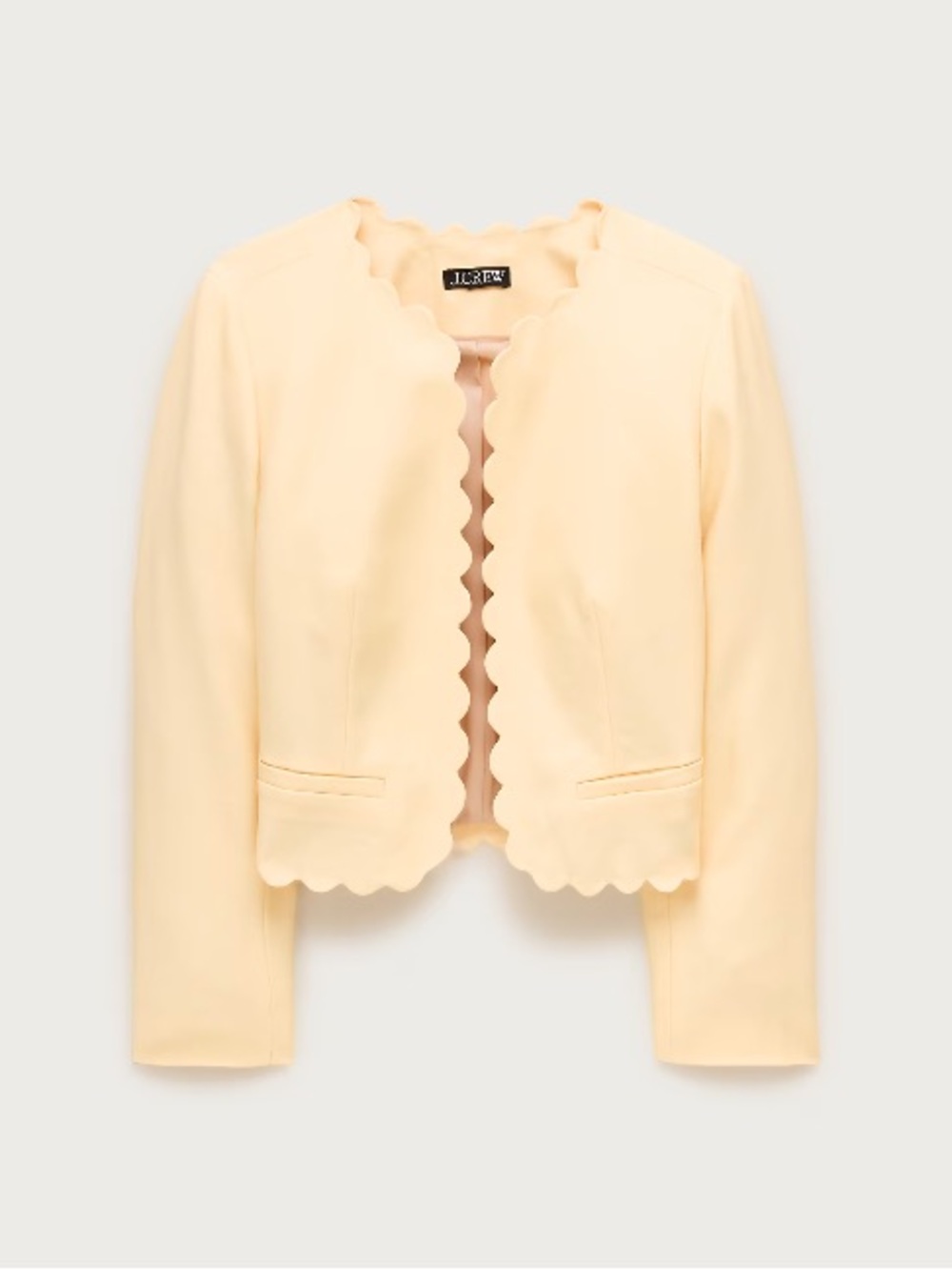 J.Crew Louisa lady jacket with scalloped trim in Gramercy linen blend CS843